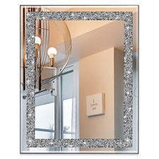 Ruomeng Rectangular Wall Mirror Crystal Crush Diamond Mirror for Home D cor