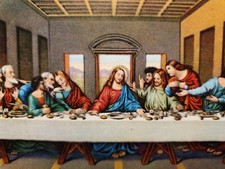 ULTIMA CENA SANTINO HOLY CARD RIFLESSI ORO COLLEZIONE QUADRO RELIGIONE OTTIMO!!