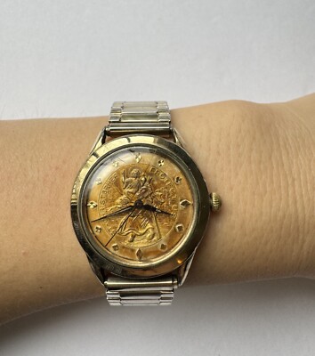 Vintage 1950s Benrus St. Christopher Protect Us Dial 268366 Mens