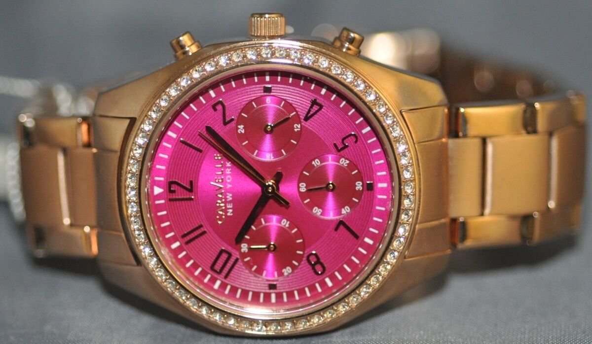 Caravelle Ladies Chronograph Pink Dial Rose Gold Stainless Caravelle Ladies Chronograph Pink Dial Rose Gold Stainless
