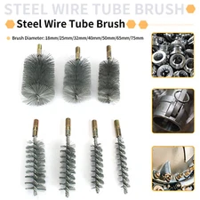 1/7Pc Industrial Stainless Steel Wire Tube Brush Pipe Tube Cleaning Rotary Drill