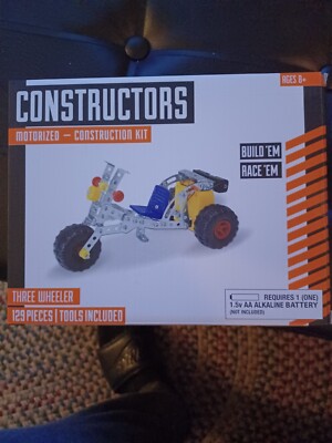 New Constructors Motorized Construction Kit Three Wheeler Tools Included