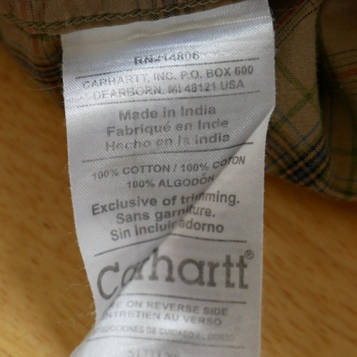 Carhartt Camping Shirt Medium Tan Button Up Long Sleeve Cotton Hiking Fishing - Picture 4 of 15