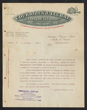 LILLE (59) BELT FACTORY "J. LAROCHE, LECHAT & Cie" in 1908