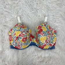 Adore Me Kati Contour Demi Bra Size 42G Multicolored Floral Lace Coquette