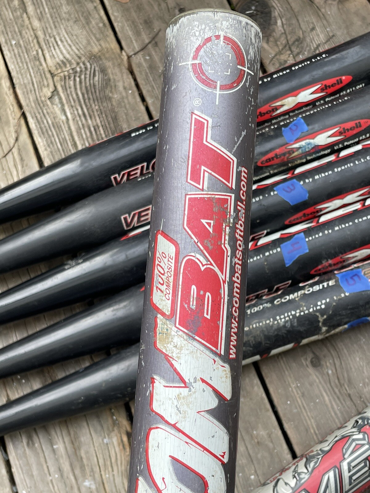 DAMAGED LOT OF 7 SENIOR SOFTBALL BATS 34" MIKEN REEBOK MELEE COMBAT DA