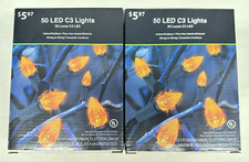 Set Of 2 Halloween 50 LED lights Orange 12.5 FT