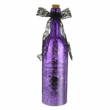Purple Skull Bone Boneyard LED Lighted Glass Bottles Halloween Table Decoration