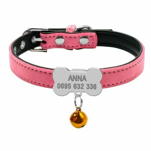 Colliers roses en faux cuir pour chien