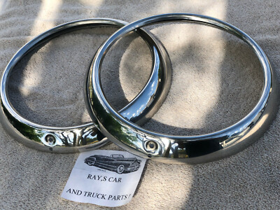 NEW PAIR 1949 TO 1952 CHEVROLET CAR REPLACEMENT HEAD LIGHT RINGS !