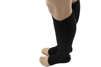 Compression Socks bropite Zipper Open Toe -2 Pairs  15-20 mmHg XXL Black