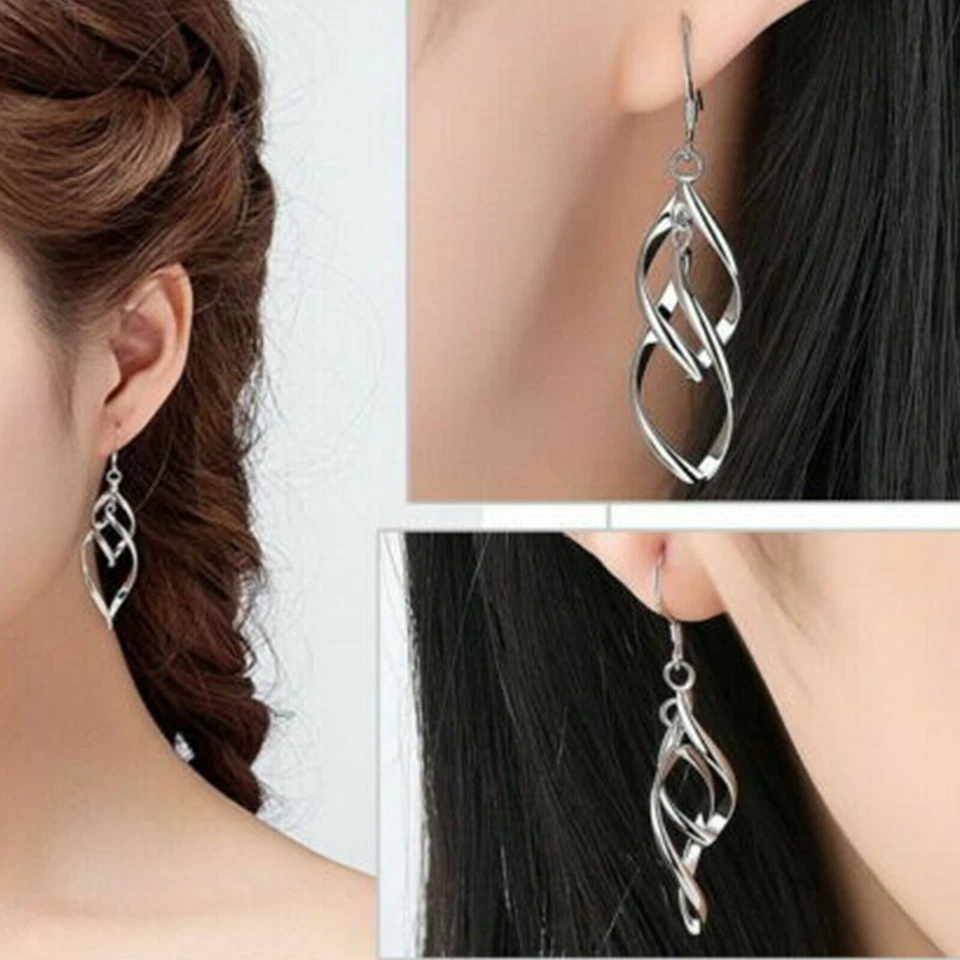 Orecchini pendenti in argento 925 con orecchini caldi in argento - Immagine 2 di 4