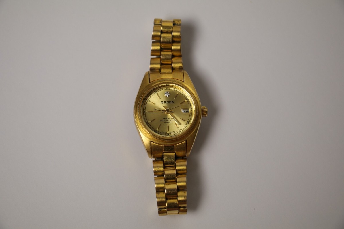 GRUEN ゴールド クォーツ時計 Gruen Precision Women 1874 Dress Gold Tone Round 21mm Quartz