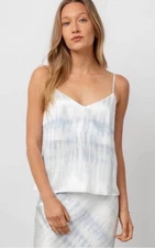 New Rails Paola Satin Camisole Tank Blue Tide Tie Dye Size Medium