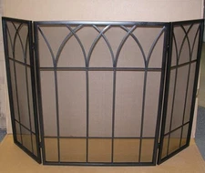 Pleasant Hearth Black Arched Pain Three Fold Fireplace Front Screen 48" x 30"