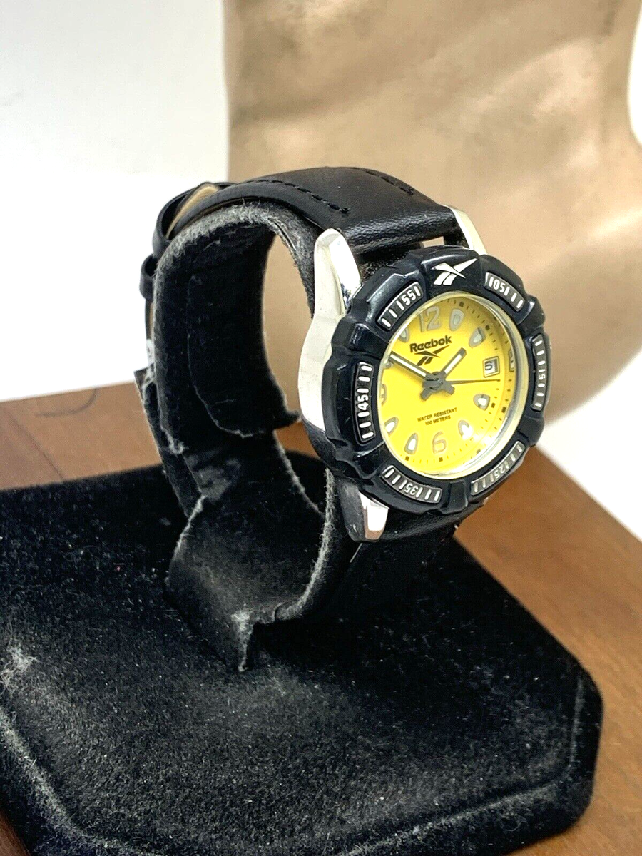 Reebok Women\'s Watch Quartz VX12 Diver Yellow Dial Black Leather Strap 29mm 1844401-847__1?auto=webp&  main image 4