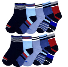NEW Cczmfeas Kids Boy's Striped Cotton Short Crew Socks Assorted 10-Pack