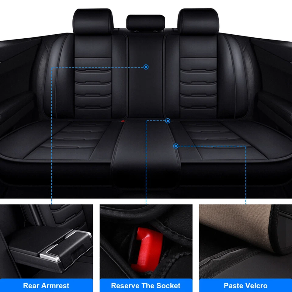 For Volkswagen VW Car Seat Covers Full Set Front Back Leather Cushion Protector Foto 4 de 4