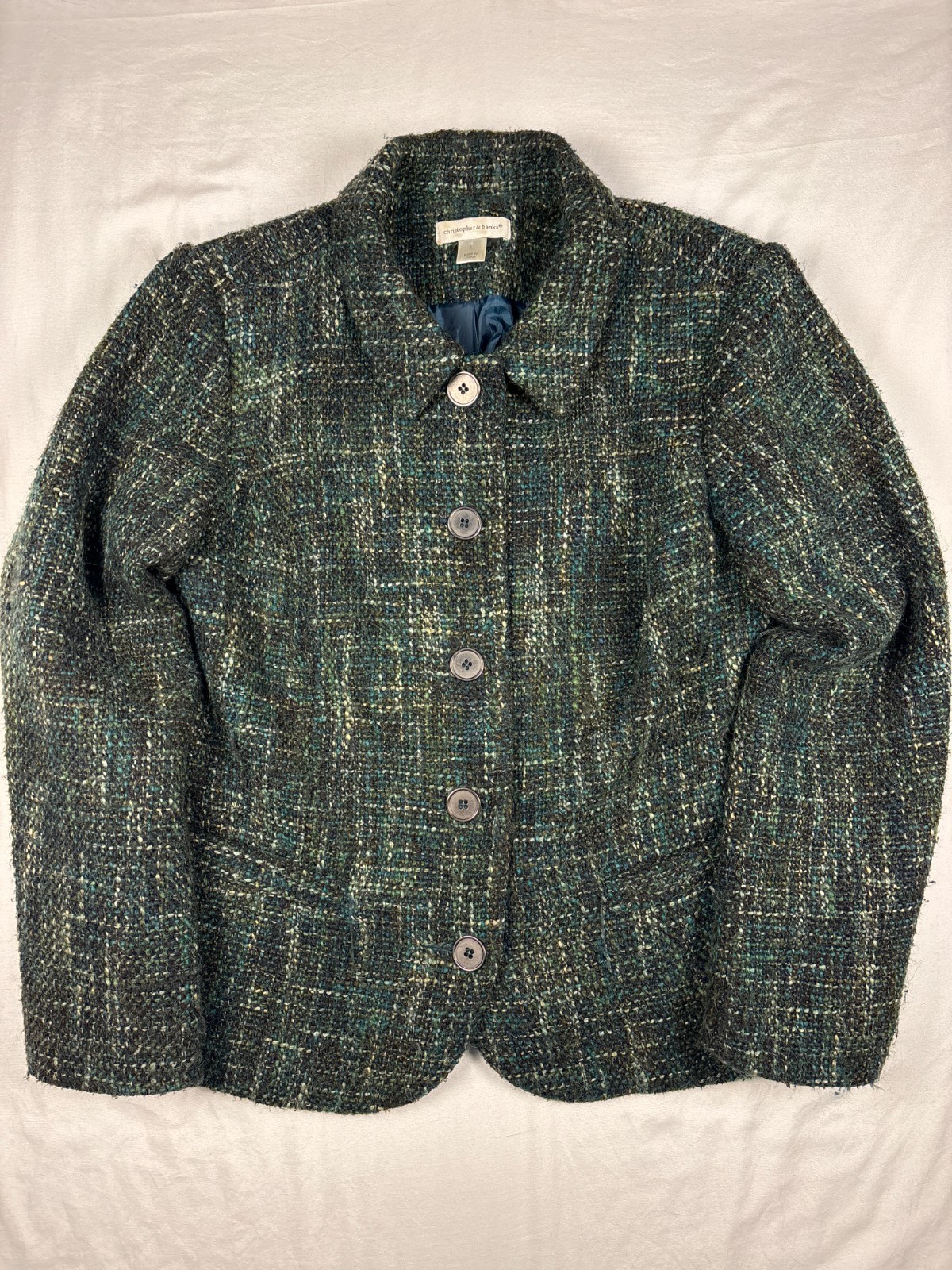 Christopher & Banks Button Down Wool Blend Tweed … - image 5