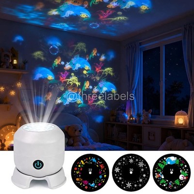 Dynamic Rotating LED Projector Lights Ocean Scene Rotating Night Lamp for Kids
