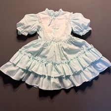 Vintage Kandy Ann 4 Toddler Full Circle Dress Blue Tiered Ruffle Lace Party USA