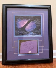 Bob Ross Signed Cut w/ “Happy Painting” Inscription, Framed Display, JSA COA