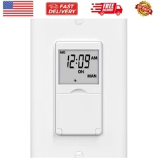 7 Day Programmable in-Wall Timer Switch for Lights, Digital Light Switch Time...