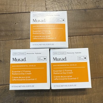 Murad -Essential-C Firming Radiance Day Cream Travel Size 7.5 mL  x3 Jars NIB B2