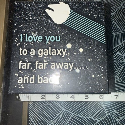 Star Wars Millennium Falcon Block Sign 6x6   I Love You To A Galaxy  
