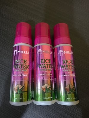 New MIELLE Rice Water & Aloe Vera Braid Set Foam, 7.5 fl oz ea, (3 PK) Free Ship