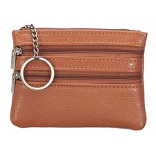 4.7" x 3.5" Coin Purse Pouch Leather Change Purses, Brown
