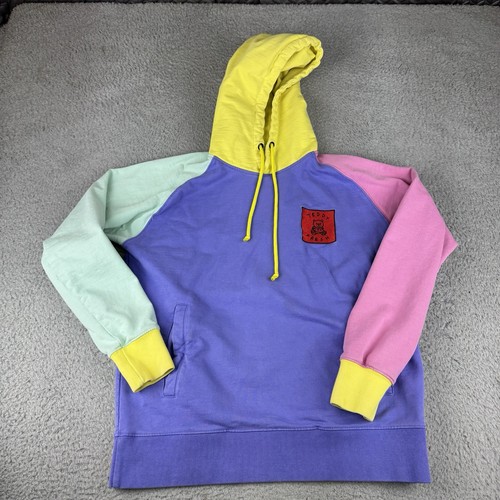 Teddy Fresh Hoodie Mens Small Color Block Pastel Blue Yellow Pink Cotton