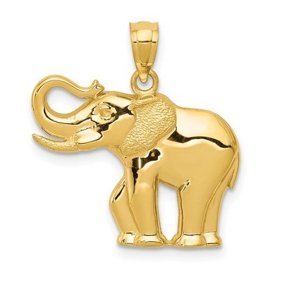 14k Gelbgold poliert und satiniert Elefant Anhänger 1,23 g