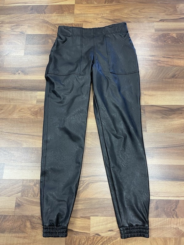 Spanx Black M Faux Leather Jogger Style Pant NWOT @@