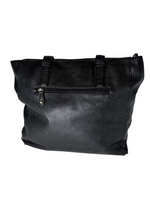 David Jones Paris Black Pebbled Tote Shoulder Bag Polyurethane 17x13