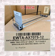 12 PACK TRION EXPANDABLE WIRE TRAY FITS 22" Shelf 19.4" Usable Space Black EWTA 