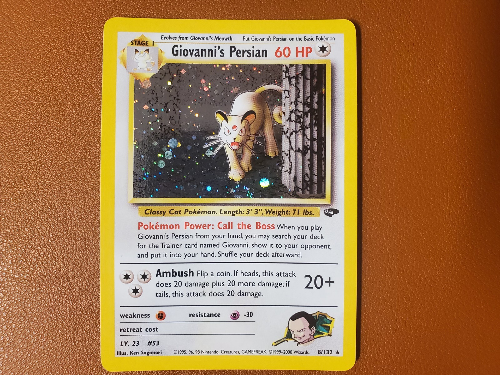 Giovanni's Persian 8/132 Holo Print Error Rare NM Pokemon TCG Gym Challenge