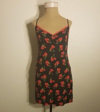 Victoria's Secret Heart Shaped Cherries Print Babydoll Slip Nightgown Size Med.
