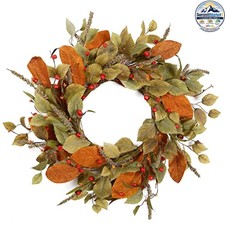 Fall Wreath 22 in Farmhouse Autumn Eucalyptus Leaves Berries Front Door Decor