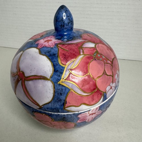 Vintage 70er Jahre WBI handbemalt Ingwer Dose blaue Blumen chinesisch mit Deckel - Bild 6 von 22