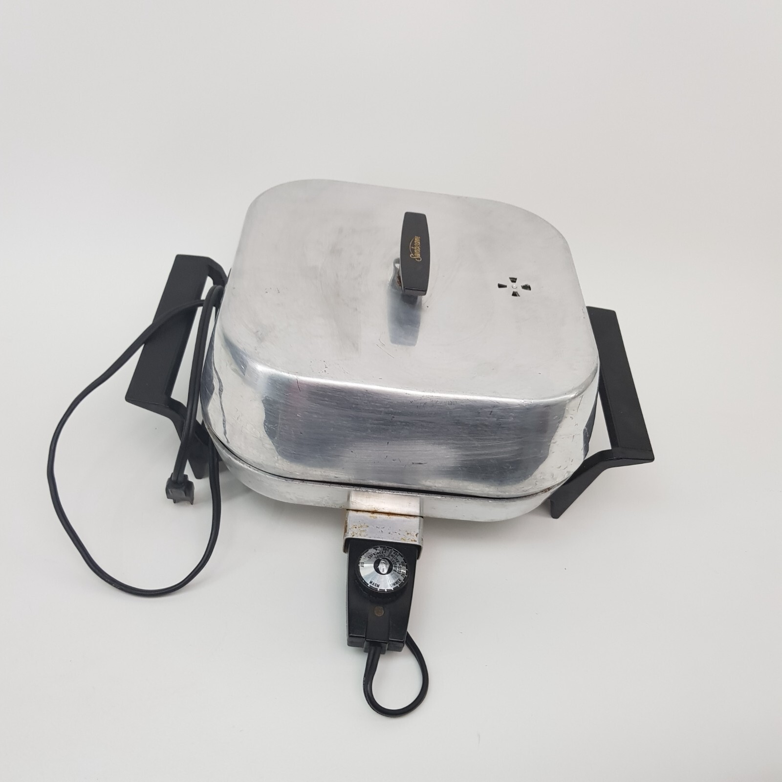 Vintage Sunbeam Electric Frying Pan Skillet High Dome Square Aluminum