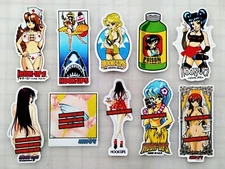HOOK UPS Vinyl Sticker Lot REPRODUCTIONS (10 Stickers) SET 3 skate anime hentai