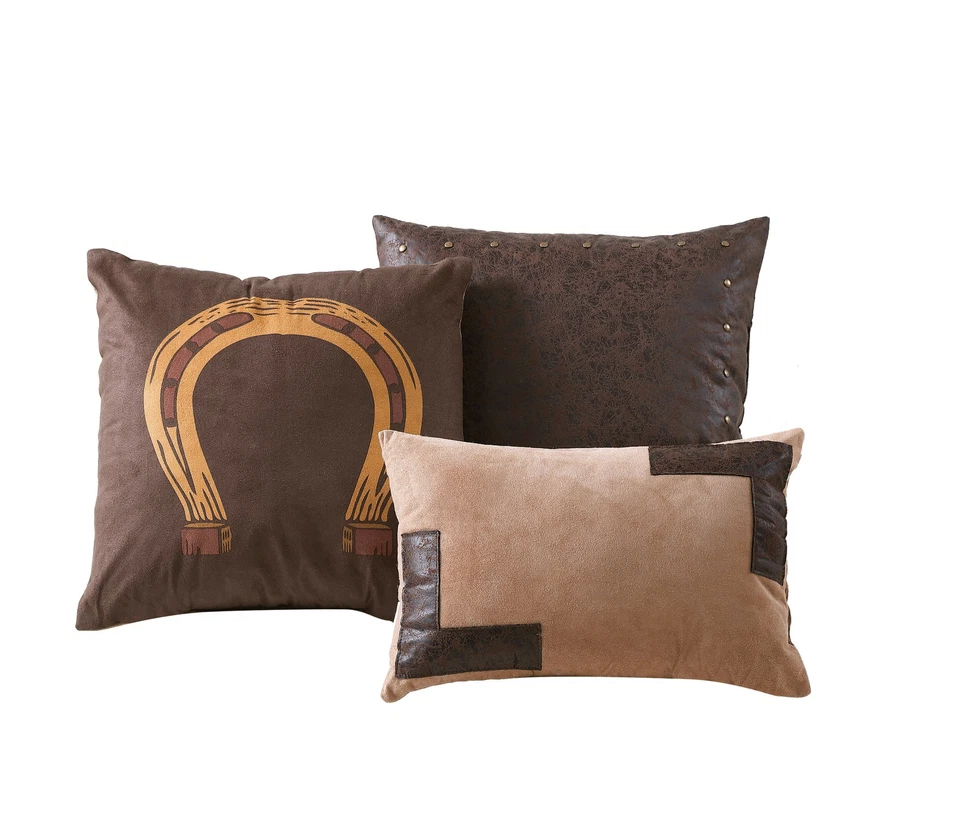 Juego de edredón de microgamuza turquesa o marrón Cabin Lodge Western Wild Horses 7 piezas Foto 3 de 4