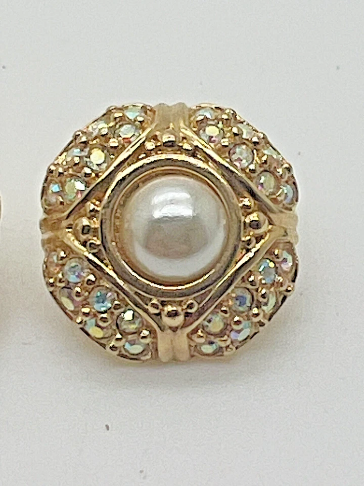 Pendientes de perlas perforados C5 de colección genuinos de cristal de Swarovski estrás tono dorado Foto 4 de 4