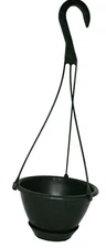 6" MINI Hanging Basket with Saucer - Dark Green Plastic - Set of 10 - KOBA