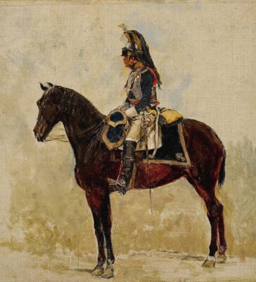 Dream-art Oil painting Jean-Louis-Ernest-Meissonier-A-Cuirassier horseman horse