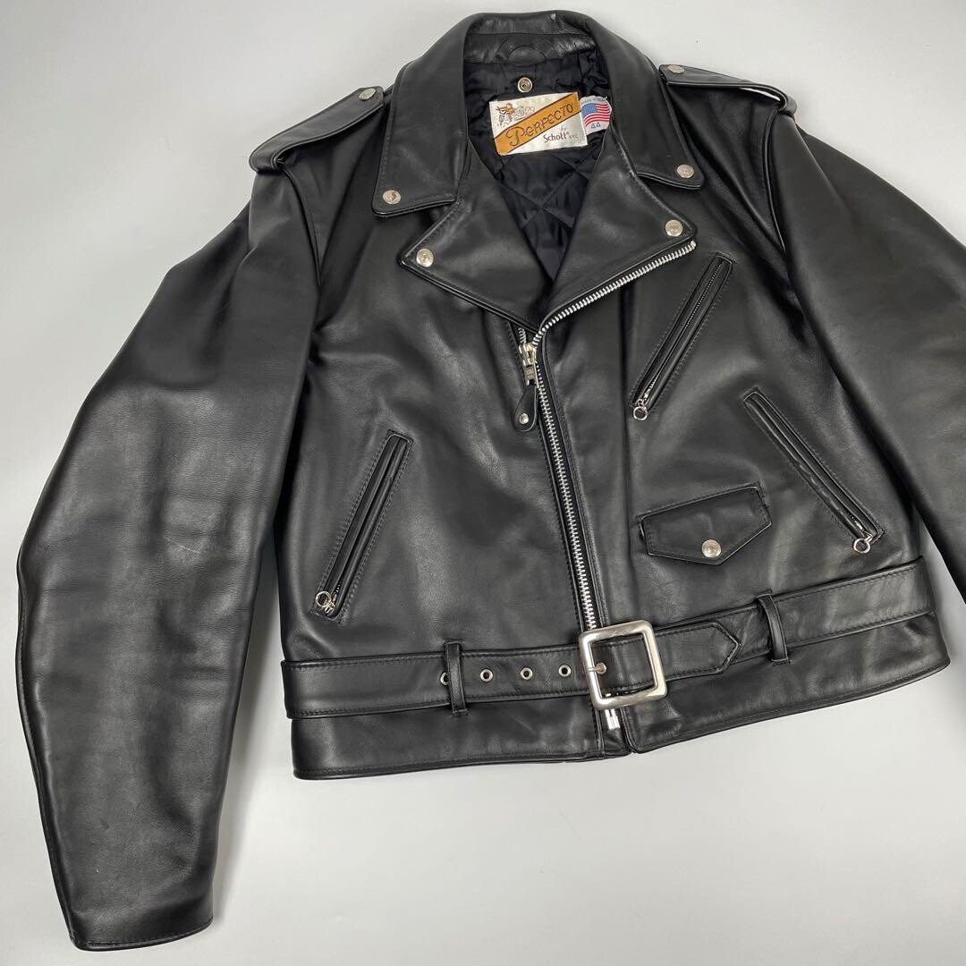 Schott Perfecto Double Leather Riders Jacket Size 44 Made in Schott Perfecto Double Leather Riders Jacket Size 44 Made in