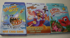 Pressman 3 Card Games Shark Bite, Let's Go Fishin', Greedy Granny's Old Maid