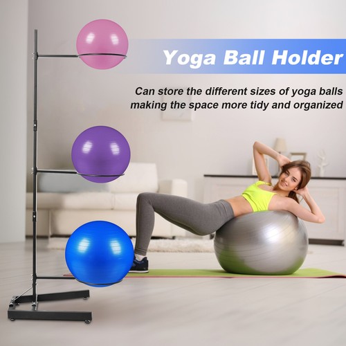 Stability Ball Rack Exercise Ball Stand Gym Ball Storage Stand 3 Balls Capacity - Picture 7 of 12