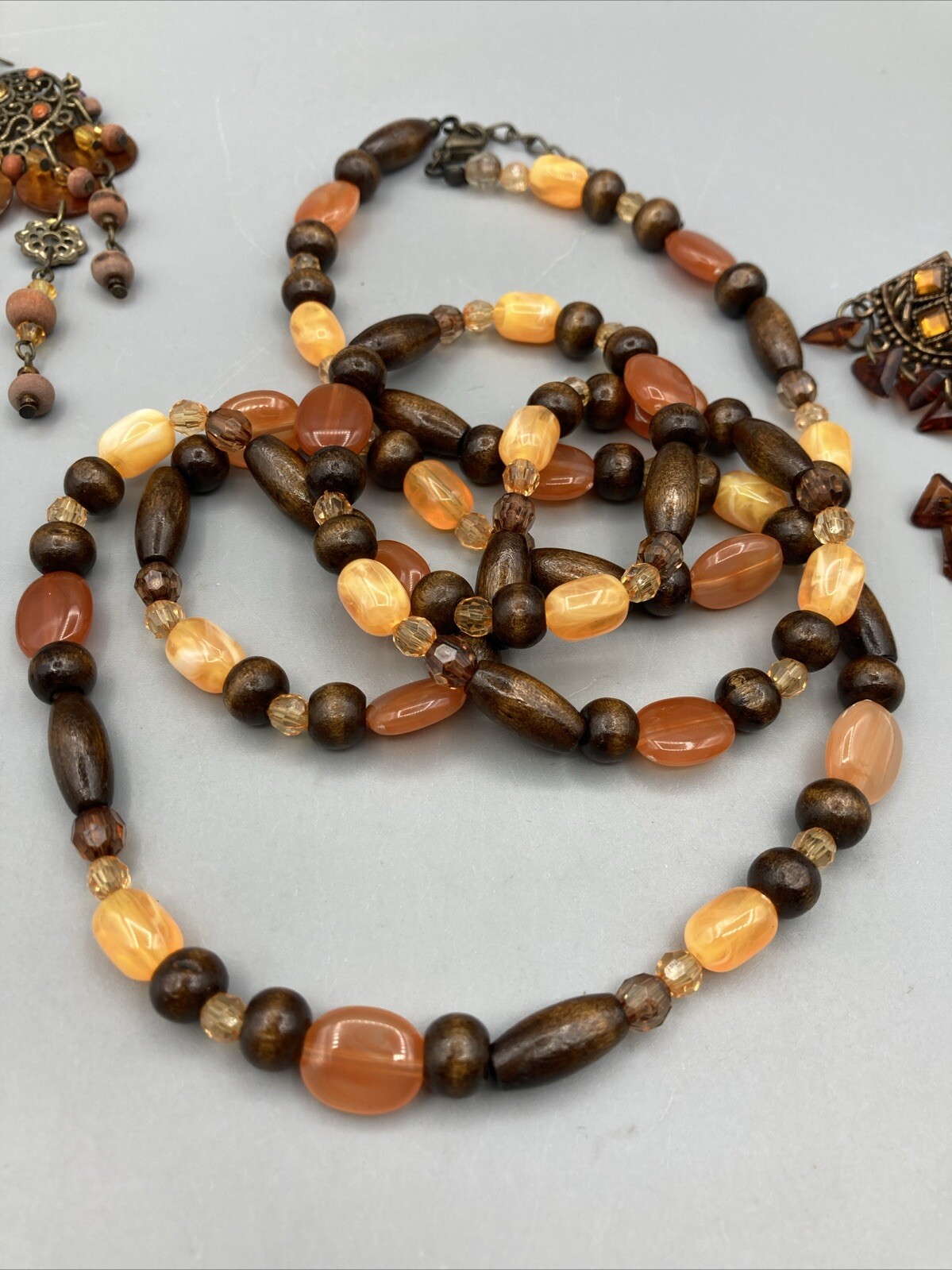 Multi-colored Brown Stone Boho Dangle, Post Earri… - image 14